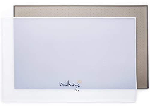 Rudelkönig Napfunterlage Hund - 48 x 30cm - rutschfeste Hundenapf Unterlage aus Silikon - Matte Hundenapf - wasserdichte Fressnapf Unterlage Hund mit Rand