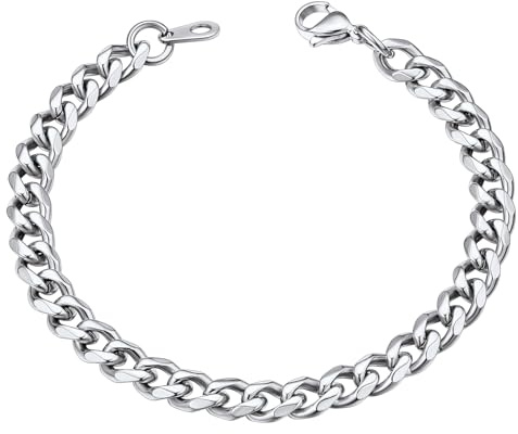 ChainsHouse Armband Edelstahl Herren Damen Panzerarmband 3/6/9/12MM Breit | Gliederarmband 16/19/21CM, Kubanisches Kettenarmband Wasserfest, Silber/Gold/Schwarz, Armskette Geschenk für Geburtstag