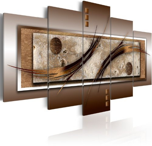 B&D XXL - Akustikbild Abstrakt Bilder Hochleistungsschallabsorber Schallschutz Vlies Leinwand Akustikdämmung 5 tlg Wandbild Raumakustik Schalldämmung 020101-22