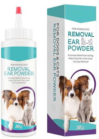 Lecerrot Ear Cleaner, Dog Ear Hair Pulling Powder, Ear Cleaner Drops For Puppy Cat KittenKill EarMites, Dog Ear Cleaner Powder For Hair Removal, Treats Infected Ears InflammationItchiness
