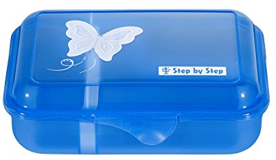 Step by Step Lunchbox „Butterfly Maja“, mit Trennwand und Klickverschluss, spülmaschinenfest, BPA-frei, für Schule und Kindergarten, 0,9L, blau