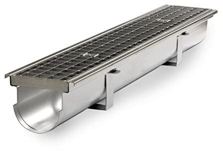 Abflussrinne aus feuerverzinktem Blech, Dicke 15/10, komplett mit gepressten Gittern, 33 x 33 mm, Platte 25 x 2 mm und Schrauben zur Befestigung - Verarbeitung in Italien - Abmessungen 207 x 1000 x 25