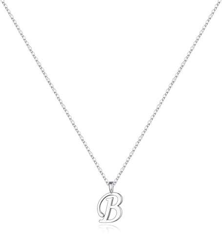 TINGN Silber Kette mit Buchstaben Damen Mädchen, Halskette Damen Silber 925 Buchstaben B Kette für Mädchen Initiale Halskette Damen Buchstaben Kette Damen Silber 925 Silberkette Schmuck Damen Mädchen