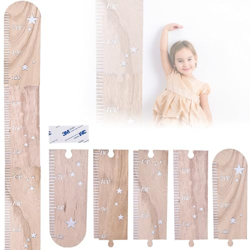 Messlatte für Kinder aus Holz, Höhe Diagramm Größe Messlatte Tragbare Wandaufkleber, Holz Messlatten für Baby Kleinkinderzimmer, klappbar Höhenmessung für die Wand Kinderzimmer Wanddekoration