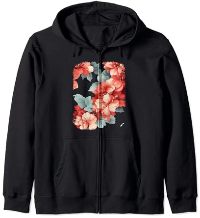 Begonia Flower Bouquet Plant Lover Floral Pattern Design Felpa con Cappuccio