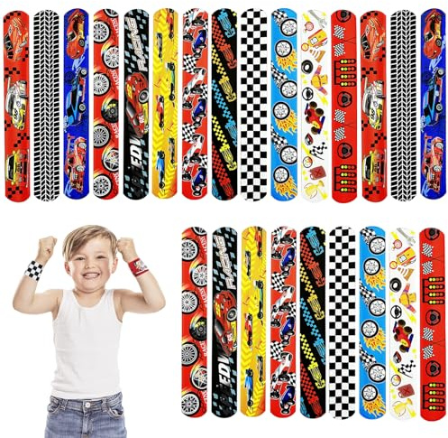 POPOYU 24 st slaparmband, snäpparmband band för presenter väskfyllning, tävlingsfestpresenter, söta armband för barn födelsedagspresenter tävling tema festtillbehör klassrum pris gåvor