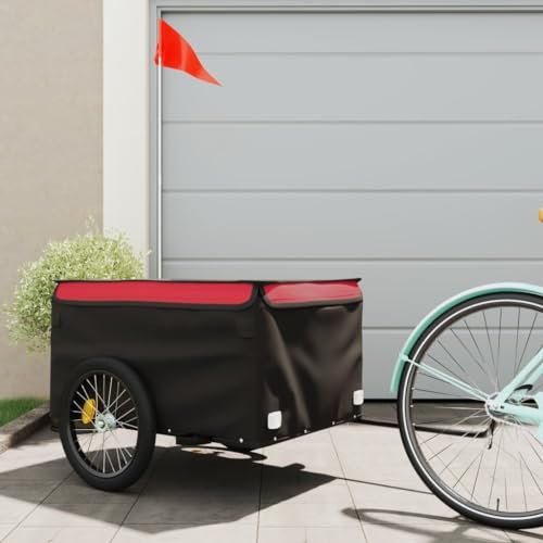 BaraSh Lastenanhänger Schwarz und Rot 45 kg Eisen Fahrrad-lastenanhänger mopedanhänger kajak Wagen