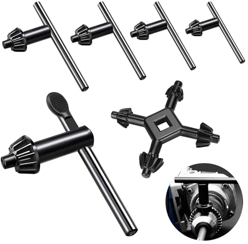 Yauhar Bohrfutterschlüssel-Set, Karbonstahl, 1,9 cm, 5/8 Zoll, 1/2 Zoll, 3/8 Zoll, 1/4 Zoll, Elektrobohrer-Spannwerkzeug und 4-in-1-Stahlbohrer-Bohrfutterschlüssel für Bohrmaschinen, Elektrowerkzeuge,