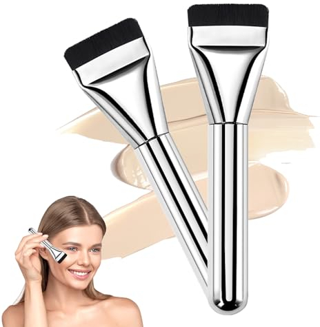 Ultra Thin Foundation Brush, Foundation Make-up Pinsel, Flacher Kosmetikpinsel, Hochwertiger Kosmetikpinsel mit Faserborsten für Frauen Mädchen Beauty Geschenke, Ideal für Cremige, Pudrige