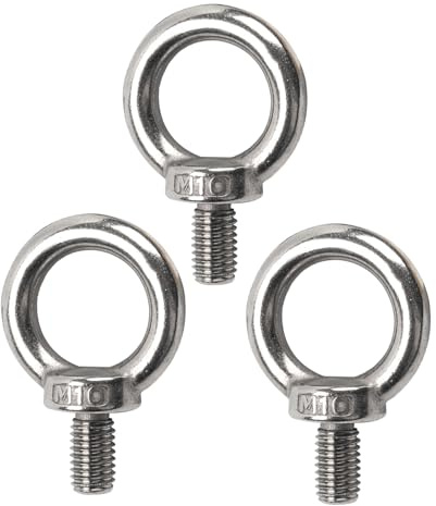 3 Stücke ringschraube m10 edelstahl 304 augenbolzen,außengewinde ring augenbolzen runde ringbolzen,ringschrauben augenschraube, für Augbolzen zur Befestigung und Aufhängung