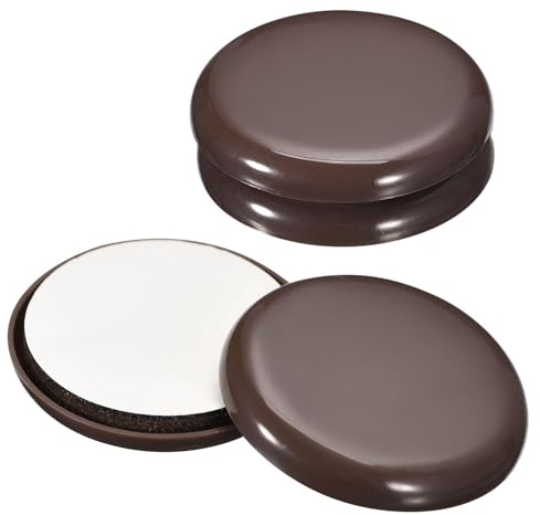 uxcell 4 feltrini rotondi autoadesivi in plastica, per sedie, per moquette, piastrelle, pavimenti in vinile e legno (marrone)