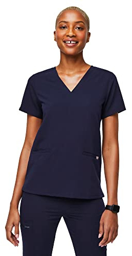 FIGS Casma Scrub Top for Women — Navy Blue, S