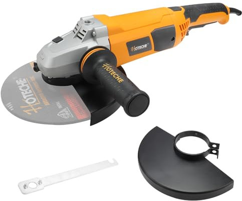 Hoteche 2400W Winkelschleifer 230mm Trennschleifer mit Kupfermotor - Selbstverriegelnder Schalter, Soft-Start, 6500rpm,VDE Stecker - Gelb/Schwarz