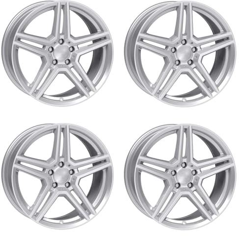 4x Rial Felgen Alufelgen M10 8.5Jx18 ET34,5 5x112 polar-silber kompatibel mit MERCEDES-BENZ A B C C63 CL CLS E GLA 45 GLA GLC GLK S SL SLK SLC