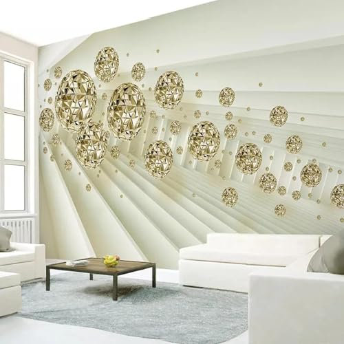 MIXUEXUNLU 3D Abstract Space Golden Ball Mural Wallpaper Living Room TV Background Wall Luxury Home Decoration Wall Sticker