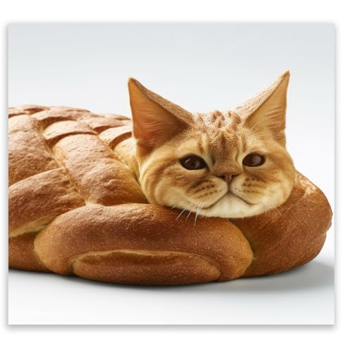 SMTDeco Herdabdeckplatte 50×52 cm – ESG gehärtetes Glas, kratzfest & rutschfest – Spritzschutz & Schneidebrett – für Induktion/Ceranfeld – 1-teilig, Motiv Katze Brot Orange