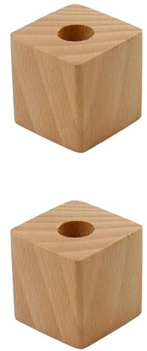 Holz Einzel Stifthalter, 2-tlg Stift Ständer Kubischer Stiftehalter für Zuhause & Büro Schreibtisch (Buche groß)