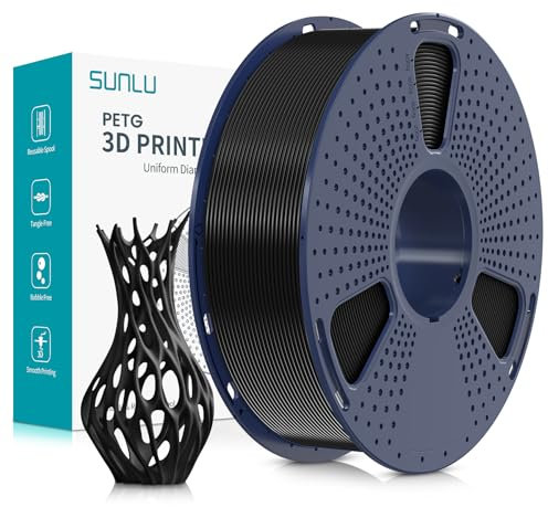 SUNLU PETG Filament 1.75 mm, Hochfestes 3D Drucker Filament PETG, Unübertroffene Haltbarkeit und Flexibilität, 3D Druckfilament 1,75 mm, Passt für die meisten FDM 3D-Drucker, 1kg Spule, petg Schwarz