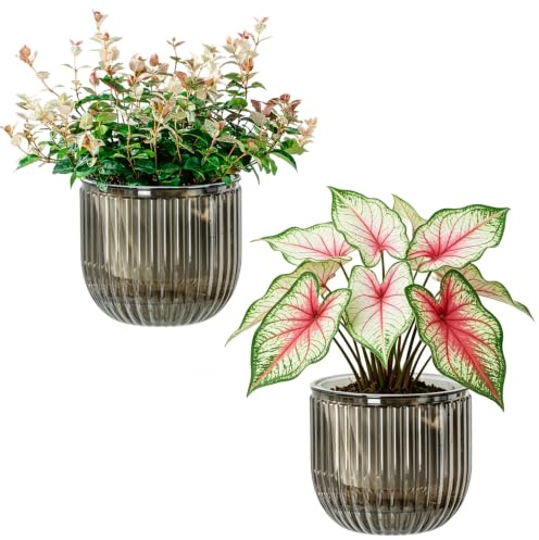 Calvalor Selbstbewässerungstopf Pflanzentopf Blumentopf übertopf, Ø 16.5cm 2er-Pack übertöpfe für Zimmerpflanzen Pflanztöpfe, Blumentöpfe Hydrokultur Topf, Blumenkübel Outdoor Pflanztopf