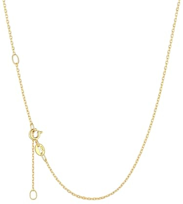 ChicSilver Chaîne Collier Plaqué Or 18 Carats en Sterling Argent 925 pour Femme,Maille Largeur 1,1 mm-Longueur 45 cm,Colliers Chaine Rolo pour Pendentif avec Boîte Bijou Cadeau