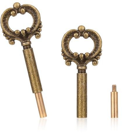 QfwdfcTrenz 4 Pack Antique Brass Lamp Turn Knob Switch Replacement with 1/2 Extensions - Vintage Metal Socket Keys for Floor & Table Lamps