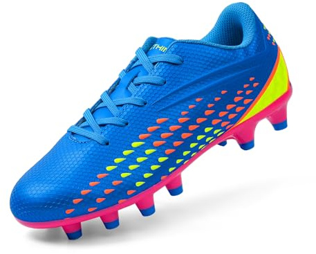 FEETHING Unisex Calzado de Fútbol Niños/Niñas Zapatos de Fútbol Ligeros para Calzado Atlético Antideslizante de Tierra Firme