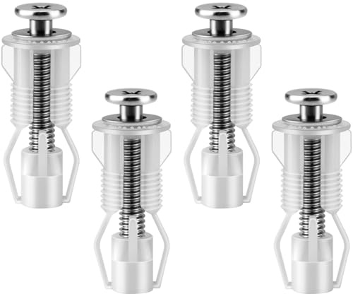 Poeland 4 PCS Toilet Fixings Toilet Seat Fittings, Stainless Steel Screws with Expanding Nylon Nuts, Replacement Expansion Screws Part Kit