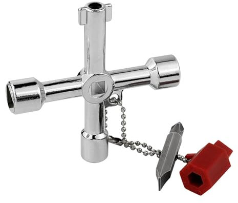 Ximinwzm Electric Gas Meter Box Key, 4 in 1 Universal Functional Utility Panel Key, Triangle Square Panel Key for Unlocks Electric for Gas and Water Meter Boxes Meter