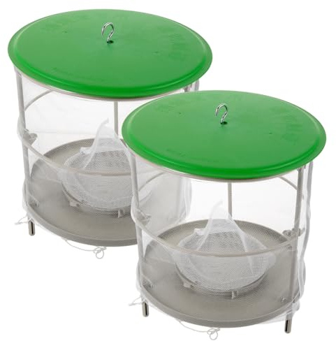 BESTonZON Cages Anti-Mouches Suspendues Housse De Pluie, Filet en Maille Blanche, Pliables Et Pratiques pour Usage en Plein Air, Écurie Et Ranch, Lot De 2