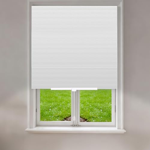 No Drill Blinds Stick On Temporary Blinds Self Adhesive No Screw Adjustable Light Filtering Pleated Paper Blinds For Bathroom Kitchen Bedroom Windows Doors
