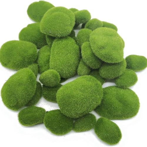 Alfven Künstliche Moossteine, 20 Stück 3 Größe Grüne Moosbälle DIY Dekorative Garten Mooskugel für Blumenarrangements,Jardín, Glas-Behälter, DIY-Handwerk Piedras Artificiales de Musgos