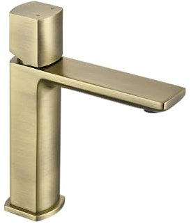 sanicomfort Waschtischarmatur BAROS Bronze matt – Einhebelmischer für Waschbecken inkl. Ablaufgarnitur – Badarmatur aus Messing, modernes Design, einfache Montage