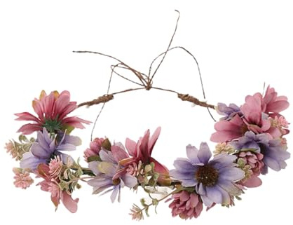 HAMPPLIES Blumenkranz Stirnband Damen Leicht Künstlicher Chrysanthemenkranz Brauthaarband Vielseitiger Kopfschmuck für Hochzeit Festival Party