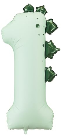 Folienballon Ziffer 1 Zahlenballon 92cm Dinosaurier - XXL Ballon für Helium oder Luft - großer Luftballon für Geburtstag Jubiläum Babyparty - Folienluftballon als Geburtstagsdeko Partydeko - Mintgrün