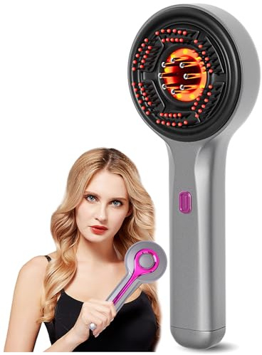 Brosse de massage électrique pour cuir chevelu, 2 en 1 Masseur électrique du cuir chevelu avec 3 Modes Fonctionnels et Lumière Rouge, brosse de massage chevelu Masseur de Tête Électrique