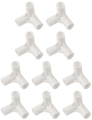 QOXEZY Zeltstangen-T-Verbindungsstück, 3-Wege, 16 mm Innendurchmesser, weiße Kunststoff-Festgelenke für Campingzelte und Vordächer, 10 Stück