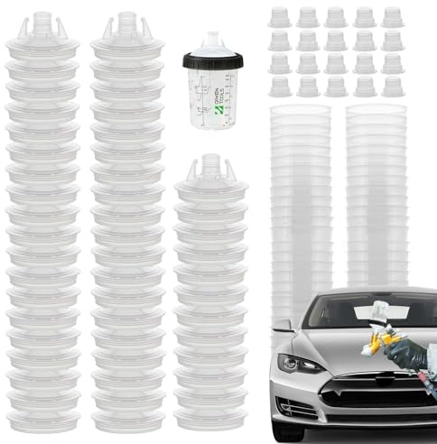 Yhsioaklo Kit di verniciatura per Auto con di verniciatura Rigida, Riutilizzabile, Pistole a spruzzo e, Set da 50 Tazze e coperchi per verniciatura Auto, Attrezzature per