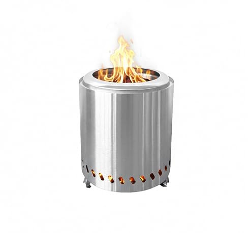 Relaxdays Smokeless Tabletop Fireplace, Stainless Steel, 25 x 22.5 x 22.5 cm, Removable Ash Tray, Camping, Silver