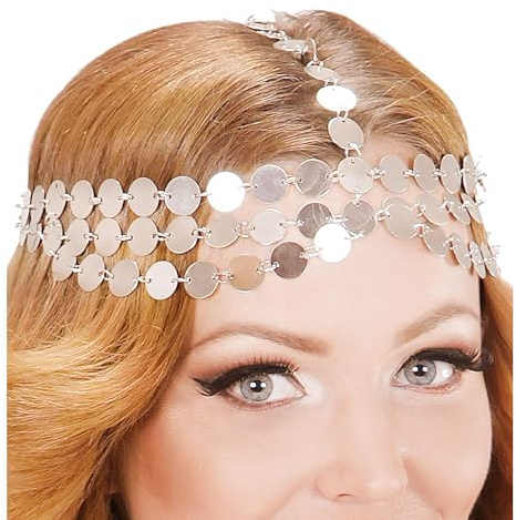 Widmann 24374 - Kopfschmuck mit Silbermünzen, Kopfbedeckung, Mittelalter, Mottoparty, Karneval