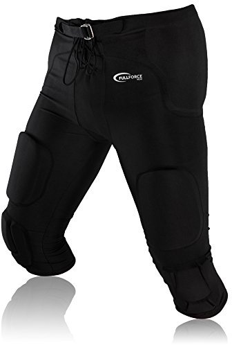 Full Force American Football Gamehose Stretch mit integrierten 7 Pocket Pad All in One, schwarz, Gr. XS