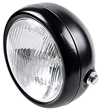 HANSWDEU 6 1/2 moto rétro noir lentille claire phare pour Bobber Cafe Racer Cruiser Vintage Style