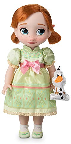 Disney Store Puppe Anna aus der Animator Collection, Die Eiskönigin, 39 cm / 15, echt wirkendes Haar zum Kämmen, Outfit und Schuhe, mit Olaf als Plüschtier aus Satin, Sammelpuppe ab 3 Jahren