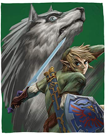 Familando große kuschelige Zelda Fleecedecke 160 x 200 cm · Kuscheldecke XXL Tagesdecke Flauschige Decke mit Link aus The Legend of Zelda