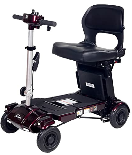iLiving i3 Foldable Electric Scooter Mobility for Seniors and Adults, Alternative to Wheelchair, Portable and Travel Friendly – Upgraded Seat, 17 Inch, 53 Pounds (Burgundy)