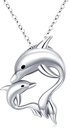 JFASHOP Colliers avec pendentif dauphin de l'océan pour femme, en argent sterling 925 avec adorable dauphins - Cadeau pour femme, fille, enfant, maman