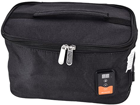Lunch Oven Bag, Instant Food Heater, Heated Lunch Boxes, Portable Food Warming Tote Black Square Food Warmer Fast Heating Picnic Box for Travel Camping(Black)