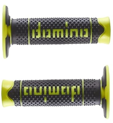 Griffe aus Gummi Domino für Motorradlenker Motocross, Offroad, Pitbike, Enduro, Trial, MX, Freeride (Gelb neon)