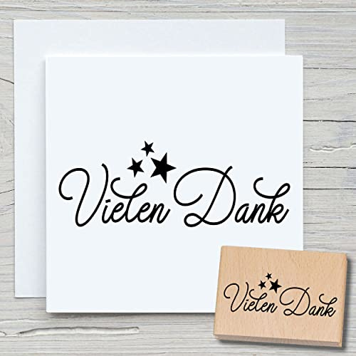 NEWSTAMPS Stempel Vielen Dank Motivstempel groß aus Holz & Gummi zum Karten und Geschenke basteln, Holzstempel für Sprüche, Spruchstempel, Textstempel, Schrift, Scrapbook, Textilstempel, Deko