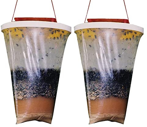 Lot de 2 pièges à mouches pour l'extérieur, pièges à mouches pour jardin, ferme, écurie à cheval en plein air, non toxique