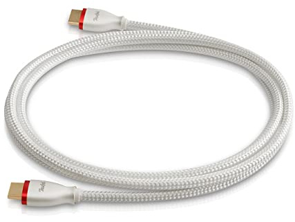 Teufel HDMI - Rundkabel Highspeed HDMI-Kabel, 4K 3D bei 50/60p | 8K-Übertragung, Vergoldeter Anschluss (Weiß, 2,0 m)